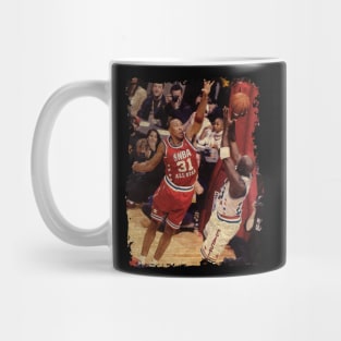 Shawn Marion Contesting Michael Jordan's Shot in The NBA All Star Game Mug